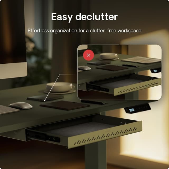 Detalle de Desktronic Hidden Organizer Under-Desk Storage Drawer (Light Green) for Office & Vanity Desks