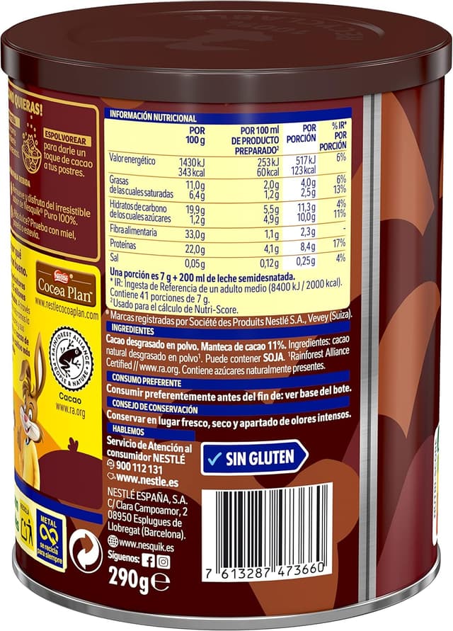 Thumbnail 4 de Nestlé Nesquik Cacao en Polvo 100%, Pack 6x290g