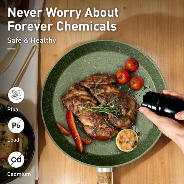 Detalle 2 de DishDelight Induction Pots and Pans Set (Nonstick Granite, 12-Piece) in Green