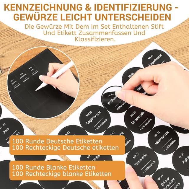 Detalle de Gewürzgläser Eckig Set 24er, 120 ml