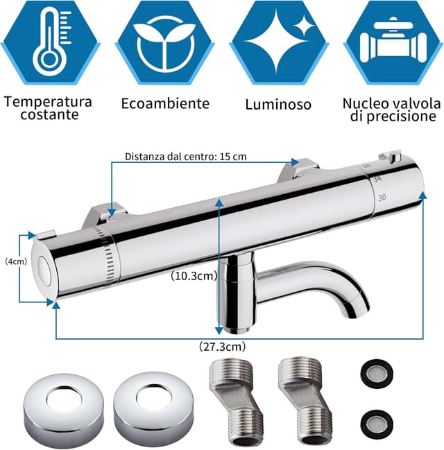 Detalle de MORADO miscelatore doccia termostatico (montaggio a parete) finitura cromata