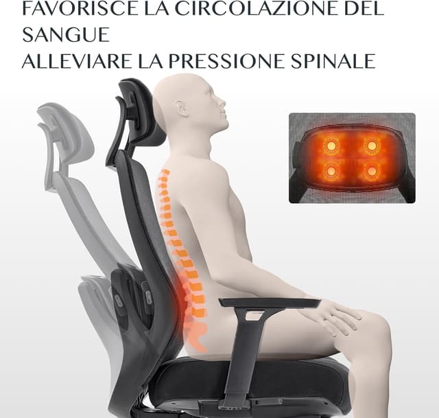 Thumbnail 2 de FLEXISPOT Sedia Ergonomica con Massaggio 11,5 cm