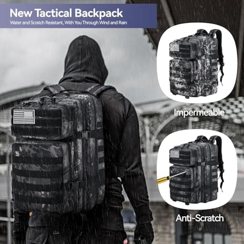 Detalle 2 de Delgeo Mochila Táctica 45L Militar Plegable Impermeable con sistema MOLLE (45 x 30 x 20 cm)