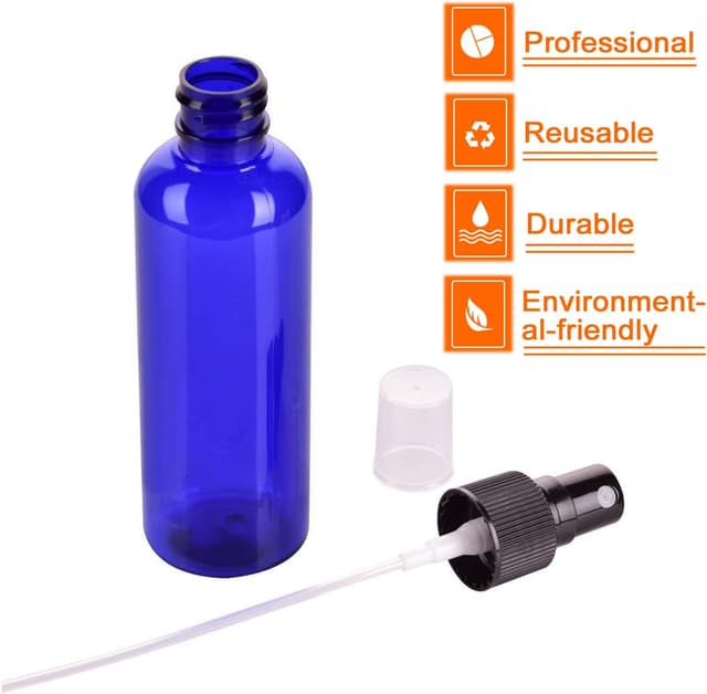 Detalle de JamHooDirect 4-pack 100ml fine mist spray bottles for travel (refillable, leak-proof) with 2 funnels and stickers