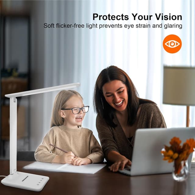 Detalle de joyshie Dimmable Desk Lamp with USB charging, 5 modes and touch control