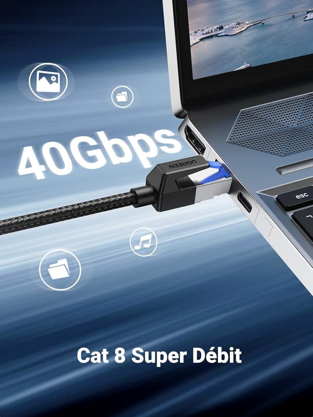 Thumbnail 6 de UGREEN Cat 8 câble Ethernet 15M 40 Gbps 🌐