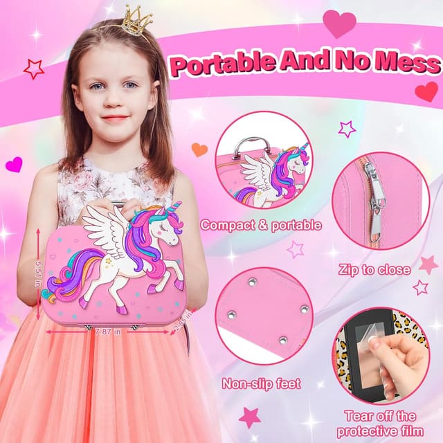 Detalle de Glisiol Kids Nail Polish Set for Girls (Washable Quick-Dry Kit with Air Cooling Dryer)