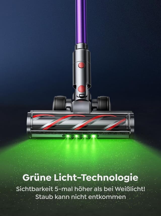 Detalle de INTETURE Akku-Staubsauger BP30 mit 50 kPa, 600 W, 65 Min Laufzeit und wandmontierbarer Ladestation (Grünlicht & Touchscreen)