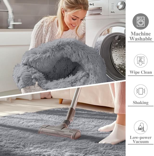 Detalle de Homaxy Fluffy Shaggy Rug (120 x 160 cm) – Large anti-slip, machine washable shaggy carpet in grey