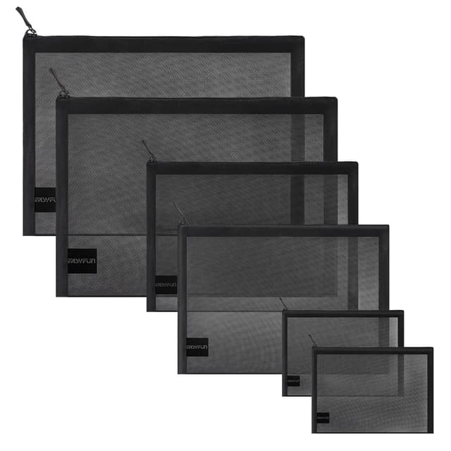 Detalle de EASYFUN Mesh Pouch Set (4 Pack) – Zipper Cosmetic Organizer Bags for Travel and Daily Small Items