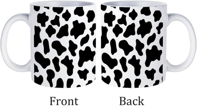 Detalle de Ceramic Mug – Cow Print, 11oz: microwaveable, dishwasher safe