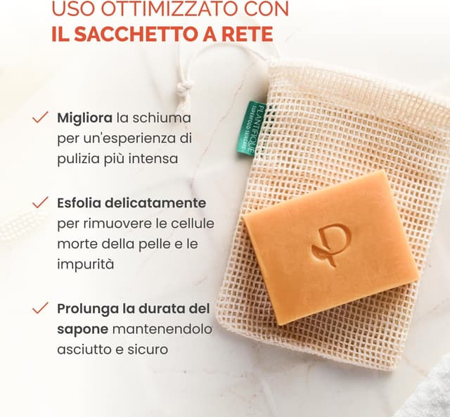 Detalle 2 de PLANTIFIQUE Turmeric & Kojic Acid Soap sapone esfoliante viso e corpo (4 pezzi) per un tono più uniforme