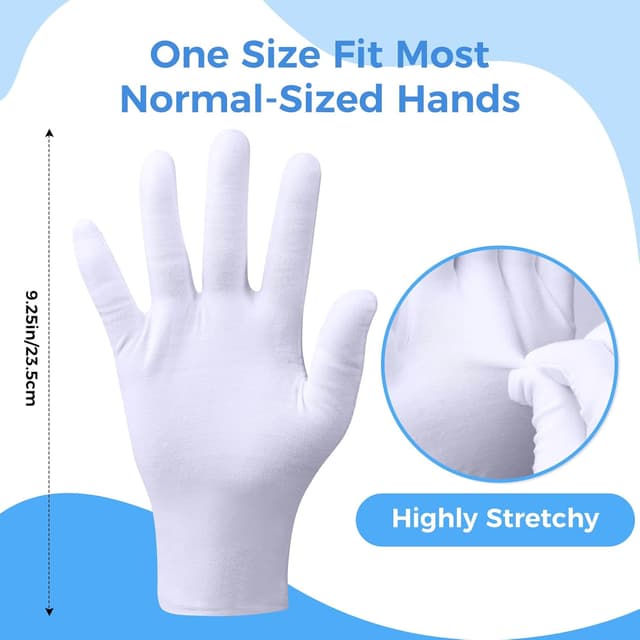 Detalle de 5 Pairs White Cotton Gloves for Eczema & Dry Hands (Stretchable Moisturising Gloves)