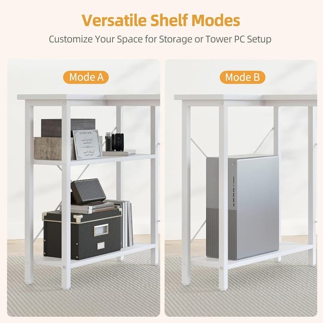 Detalle 2 de BEXEVUE scrivania a L 120 x 70 cm reversibile per PC, studio e lavoro (bianco)