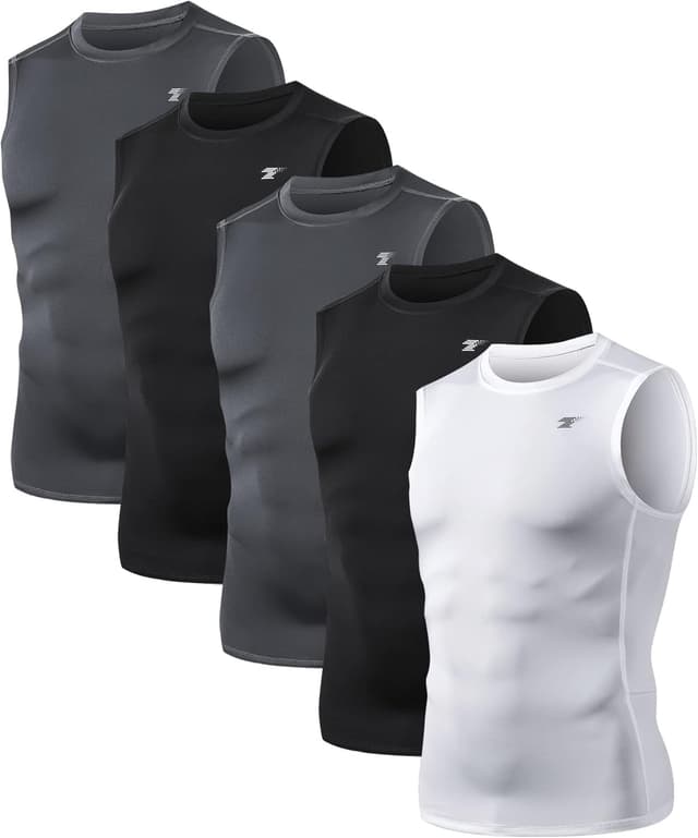 Detalle de TELALEO 5-Pack Men’s Athletic Compression Sleeveless Tank Tops (Workout & Sports Base Layer)