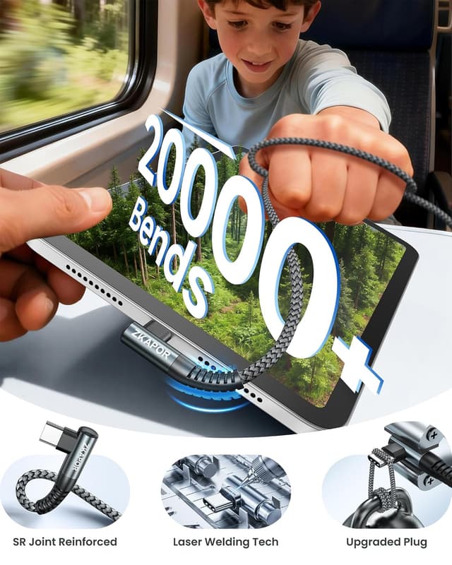 Thumbnail 3 de ZKAPOR USB C Kabel 2er Set 2 m 90°