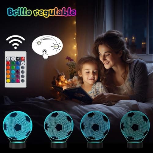 Detalle 2 de YverLand lámpara LED 3D con forma de balón de fútbol (colores y mando a distancia) para niños