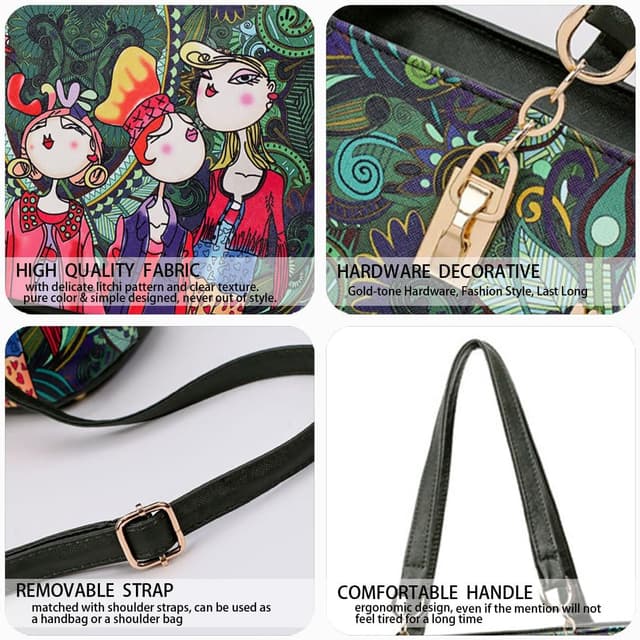 Detalle de DEERWORD Femme Sac à bandoulière 5706 (ensemble 2 pièces) en PU cuir