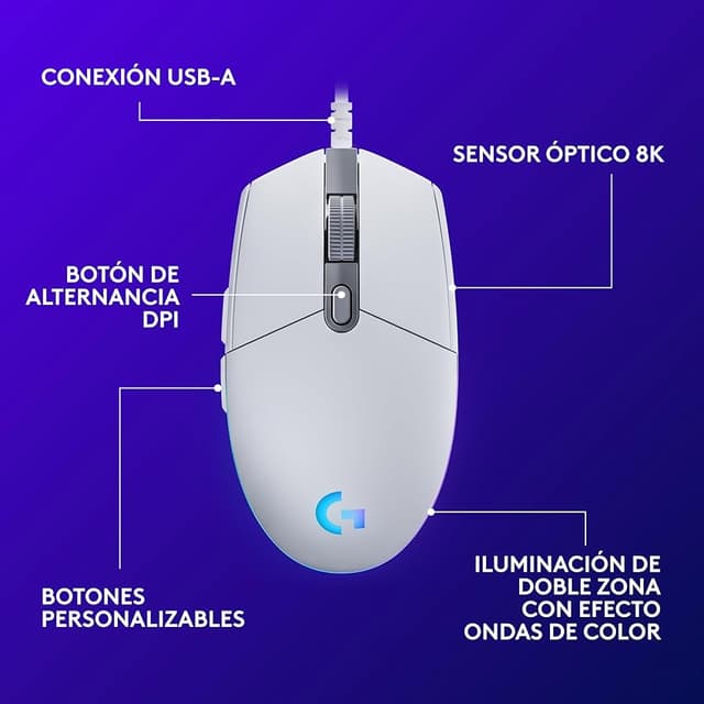 Thumbnail 5 de Logitech G203 Ratón gaming 8.000 DPI Blanco