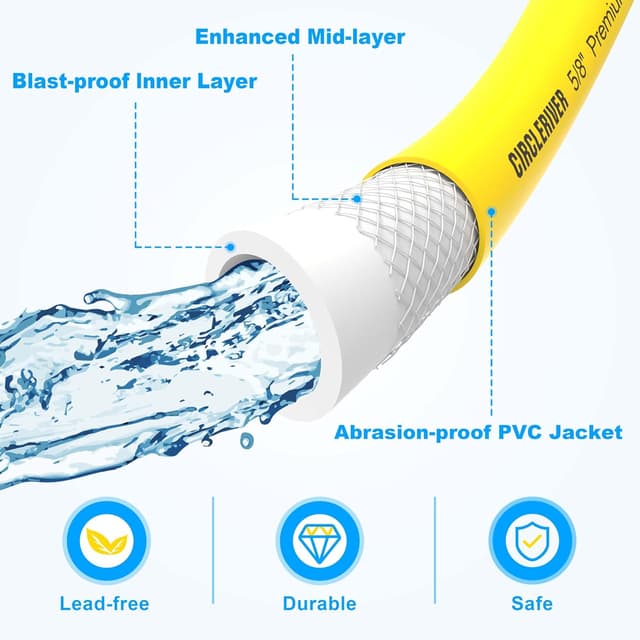 Detalle 2 de CircleRiver RV Drinking Water Hose 100FT (5/8 in) with Storage Bag — Anti-Kink, Leak-Free, BPA Free