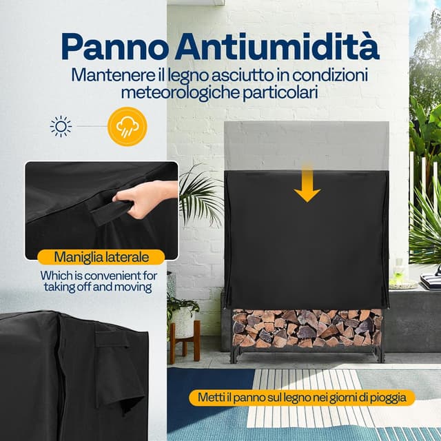 Thumbnail 4 de VIVOHOME Portalegna da esterno 122×35×122 cm in metallo 🌲