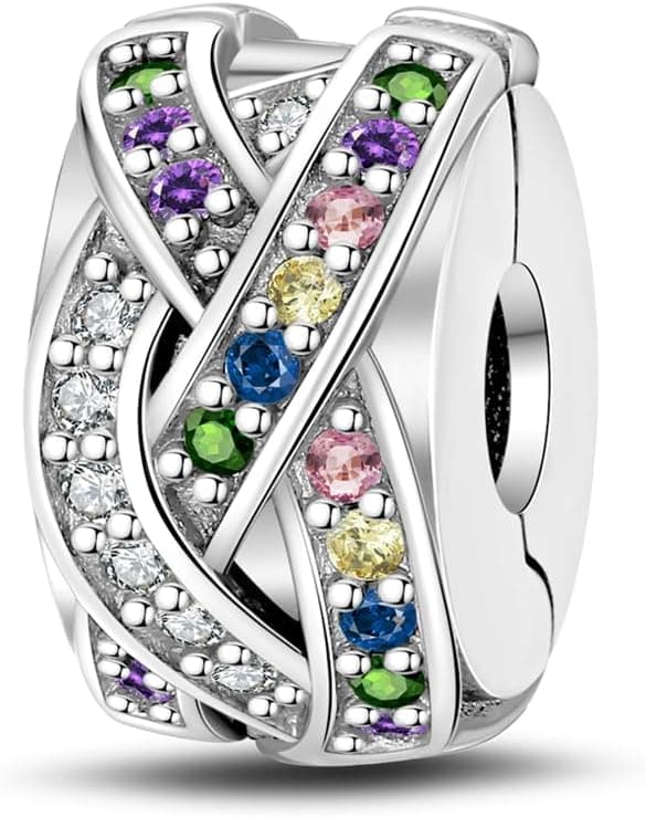 Detalle 2 de KUNSIR Charm Anhänger Damen aus 925 Sterling Silber mit Zirkonia – für Armband und Kette (passend zu europäischen Chamsystems, C7)