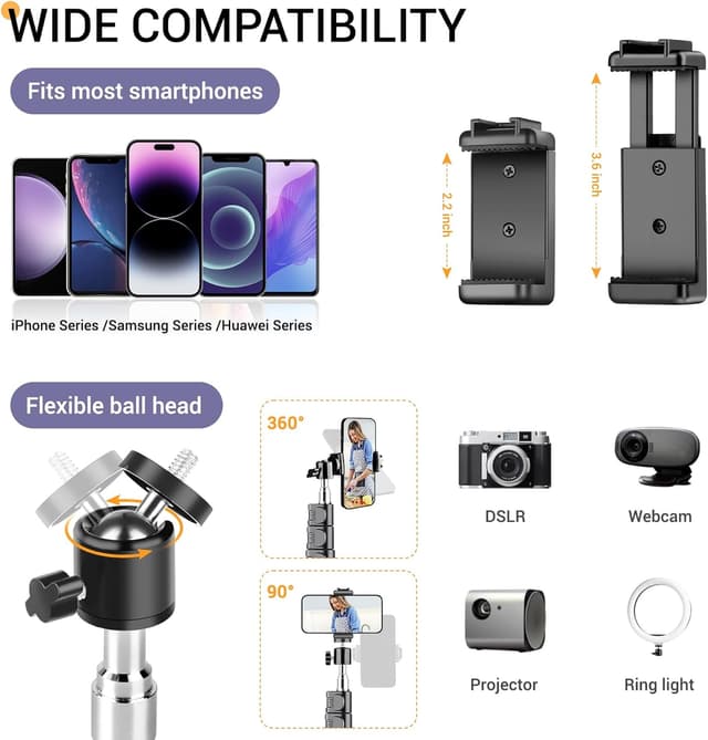 Detalle de Victiv 88" Tall Tripod for iPhone – flexible phone stand 🎥