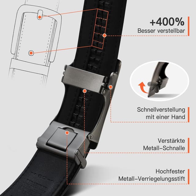 Detalle 2 de TANGCHAO Gürtel Herren 35 mm mit Riemen-Ratsche