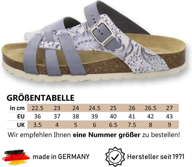 Detalle de AFS-Schuhe Damen Pantoletten aus echtem Leder mit verstellbarer Schnalle – bequeme Hausschuhe für Alltag & Arbeit