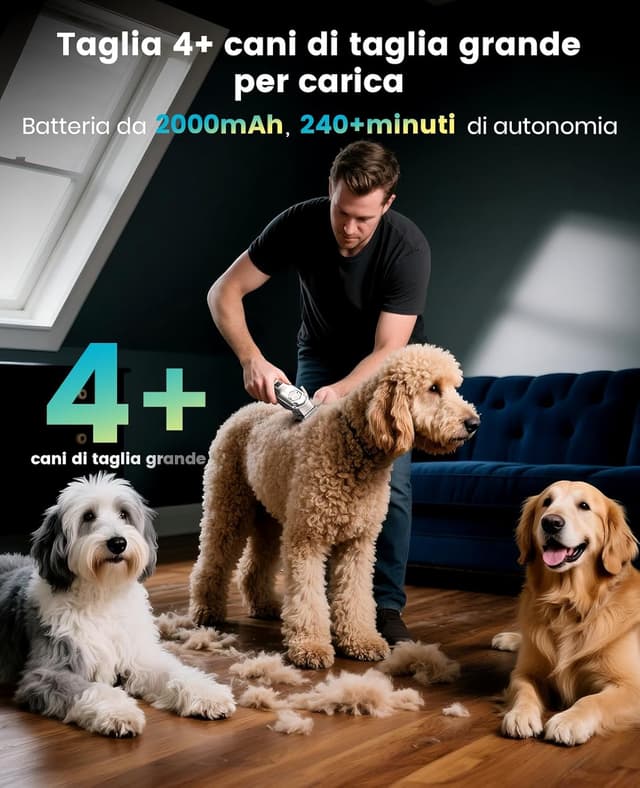 Thumbnail 6 de oneisall 4 in 1 Tosatrice per cani (pelo folto/denso), silenziosa, tagliaunghie e limatrice, batteria fino a 4 ore