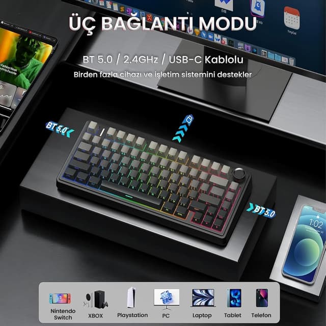 Detalle de AULA F75 PRO 75% Mechanische Tastatur