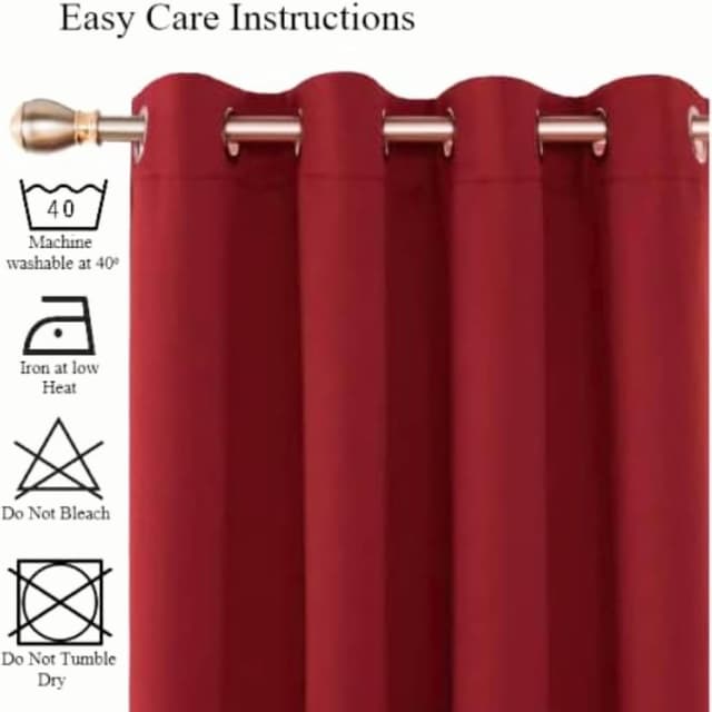 Thumbnail 5 de Thermal Insulated Blackout Curtains 90 x 72 Red