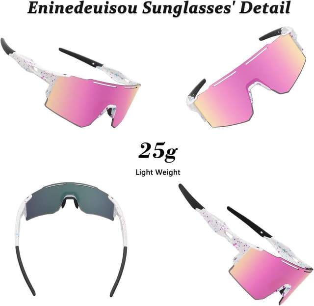 Detalle de Eninedeuisou Fahrradbrille mit UV400-Schutz, Anti-Fog Belüftung und verstellbaren Nasenpads