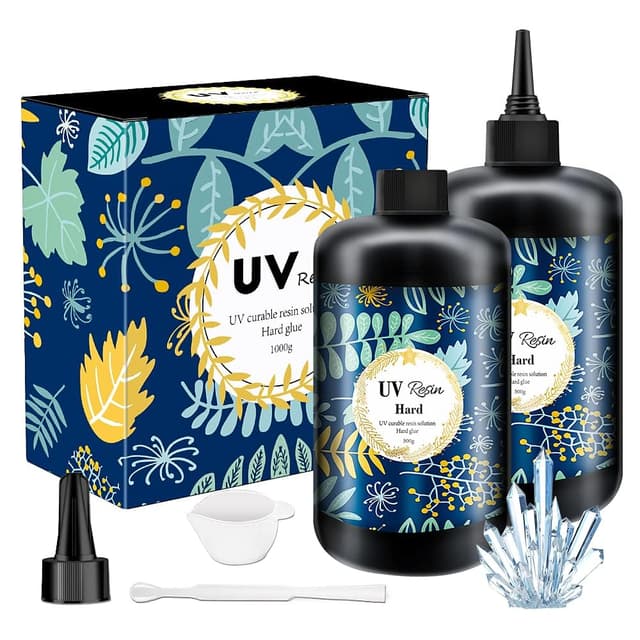 Detalle de OSBANG Crystal Clear Hard UV Resin (Upgraded Formula) – UV and sunlight activated hard clear resin for jewellery and crafts (1000g)