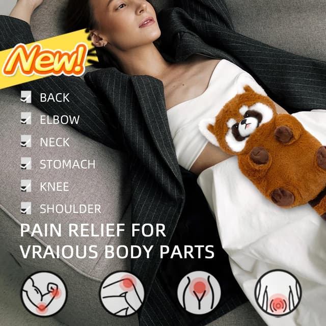 Detalle de Red Panda Wheat Bag Microwavable Heat Pad (Natural, Unscented) for Neck, Shoulders, Stomach & More – 43x20cm