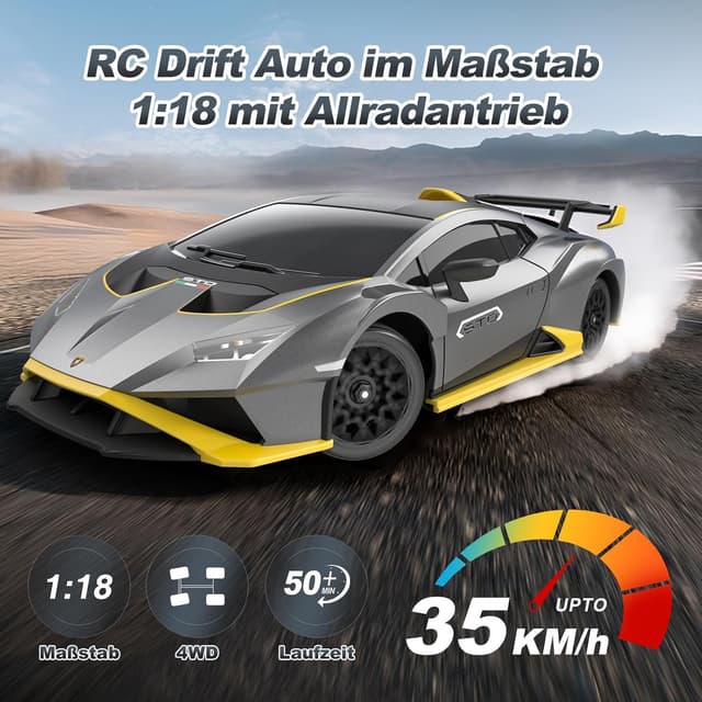 Detalle 2 de Lamborghini RC Drift Auto 1:18 4WD mit 35 km/h – High-Speed-Drifter für Einsteiger