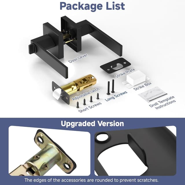 Detalle 2 de Estmoon 5-Pack Matte Black Interior Door Handles (Privacy Lock, Keyless)