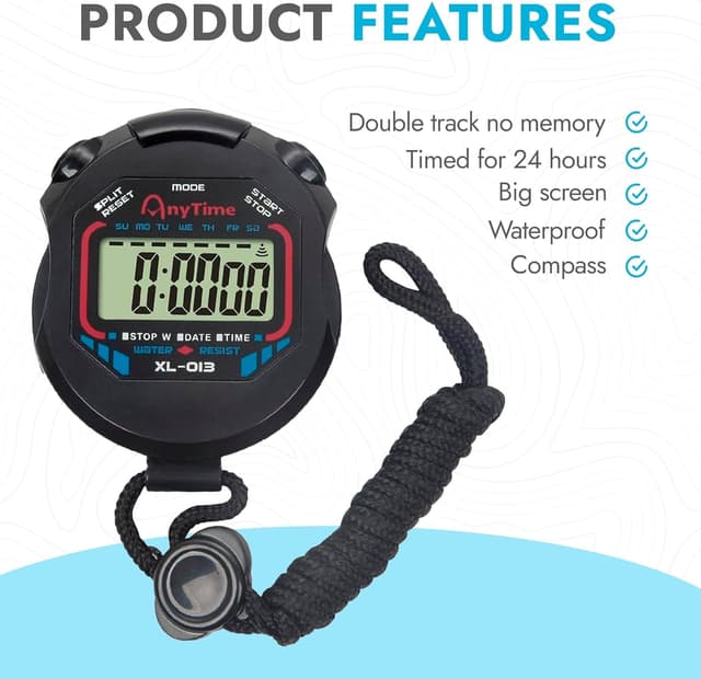 Detalle de CREADY® Chronomètre Sport avec sifflet : timer numérique pour football, natation ou athlétisme