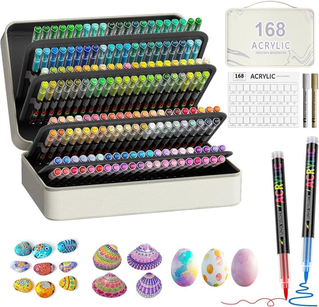 Detalle de Sanyetral 168+2 Acrylic Paint Pens (168 colours) for stone, glass, wood, fabric & more
