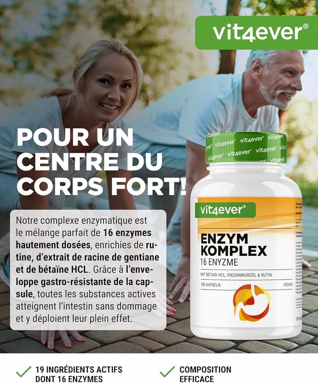 Detalle 2 de Enzymes Digestives 180 Gélules avec 16 enzymes