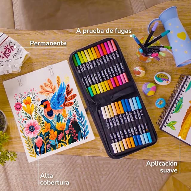 Thumbnail 6 de Zenacolor Rotuladores Acrílicos Doble Punta - 48 Colores 🎨