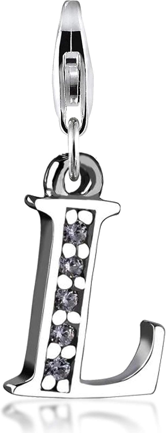 Detalle de Nenalina charm lettera L in argento 925 con cristalli, per bracciali e collane