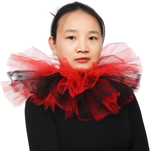 Detalle de Blessume Victorian Ruffle Collar Renaissance Mesh Clown Collar (Layered Neck Ruff)