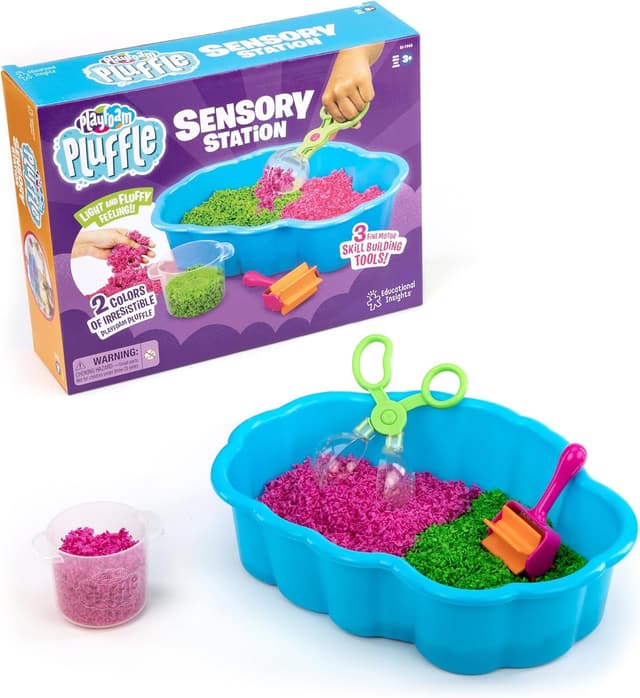 Detalle de Educational Insights Pluffle® Sensory Station Sensory Bin Foam Set (Ages 3+) – No-Mess Alternative to Sand Toys & Slime