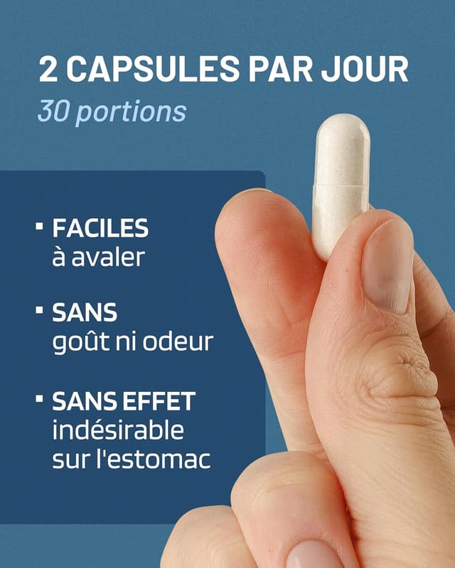 Detalle de Magnésium Bisglycinate 300 mg + Vitamine B6 PharmaZen (120 gélules vegan) pour le sommeil, le stress et la fatigue