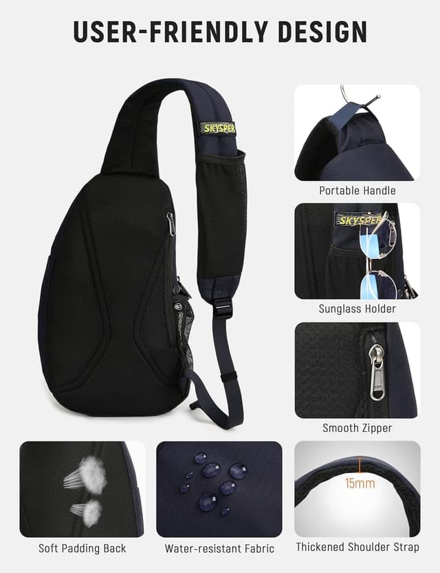 Detalle 2 de SKYSPER Brusttasche Herren Umhängetasche (Sling Bag) – klein, leicht & mit RFID-Schutz
