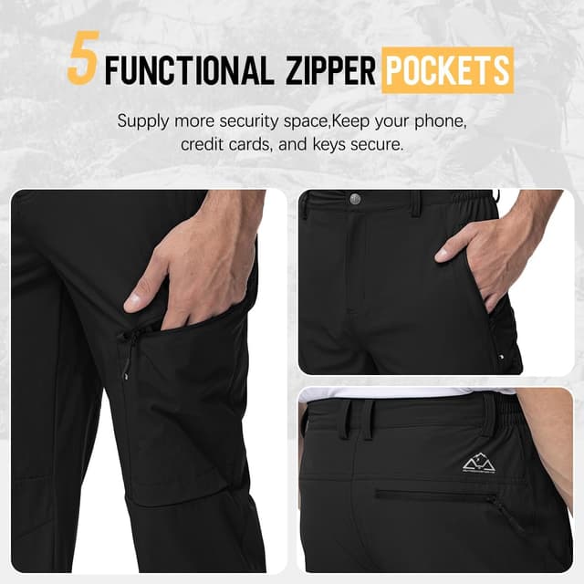 Detalle 2 de Rdruko Men’s Hiking Trousers: Lightweight Quick-Dry Stretch Walking Pants with 5 Pockets