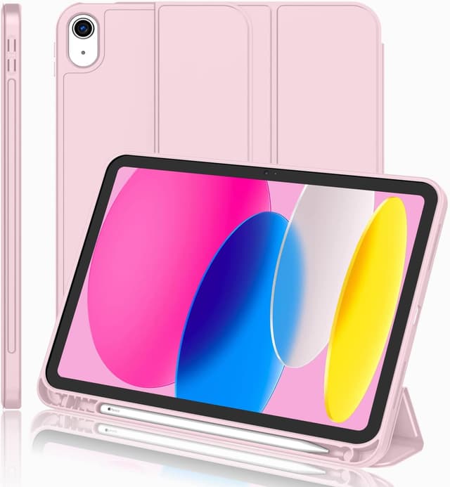 Detalle de iMieet iPad (A16) Case for 11-inch 2025 & iPad 10th Gen (10.9-inch 2022) with Pencil Holder, Auto Wake/Sleep (Pink)