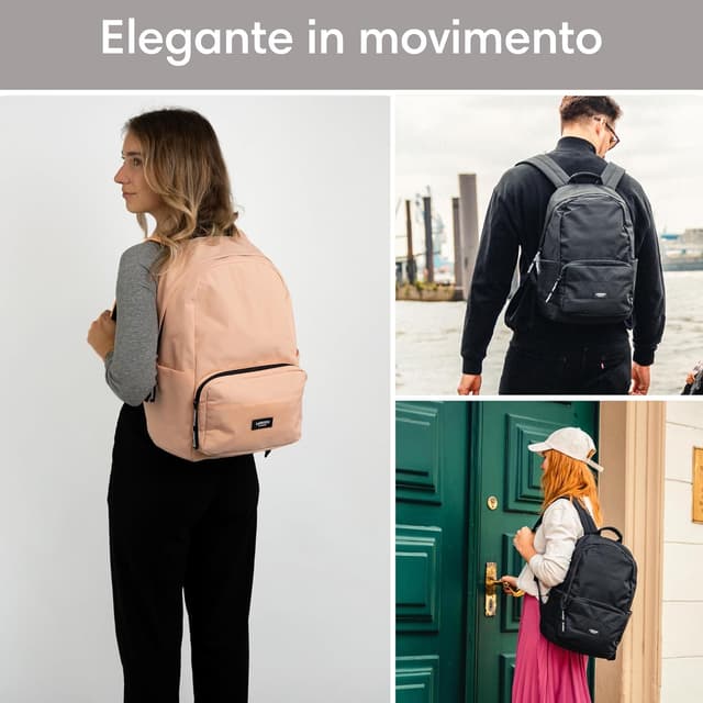 Detalle de LARKSON Zaino Scuola Arancione No 3 da 15L, idrorepellente con scomparto per portatile fino a 15,6
