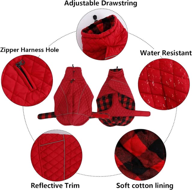 Detalle de babepet Greyhound Quilted Winter Coat (Adjustable) with Zipper Harness Hole & Reflective Trim